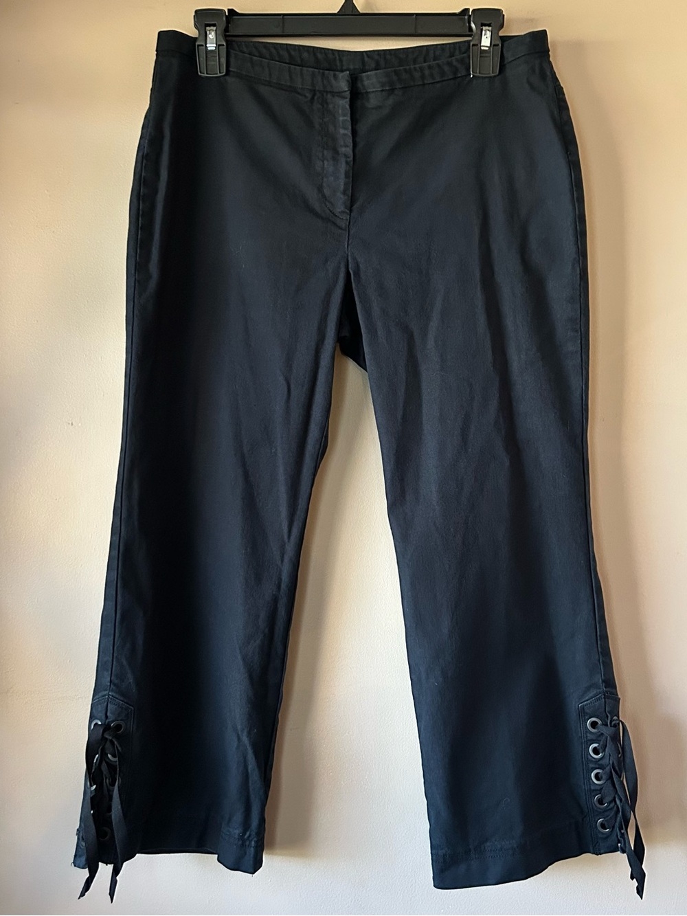 Express Black Stretch Ankle Lace-Up Hem Cropped Jeans Size 7/8